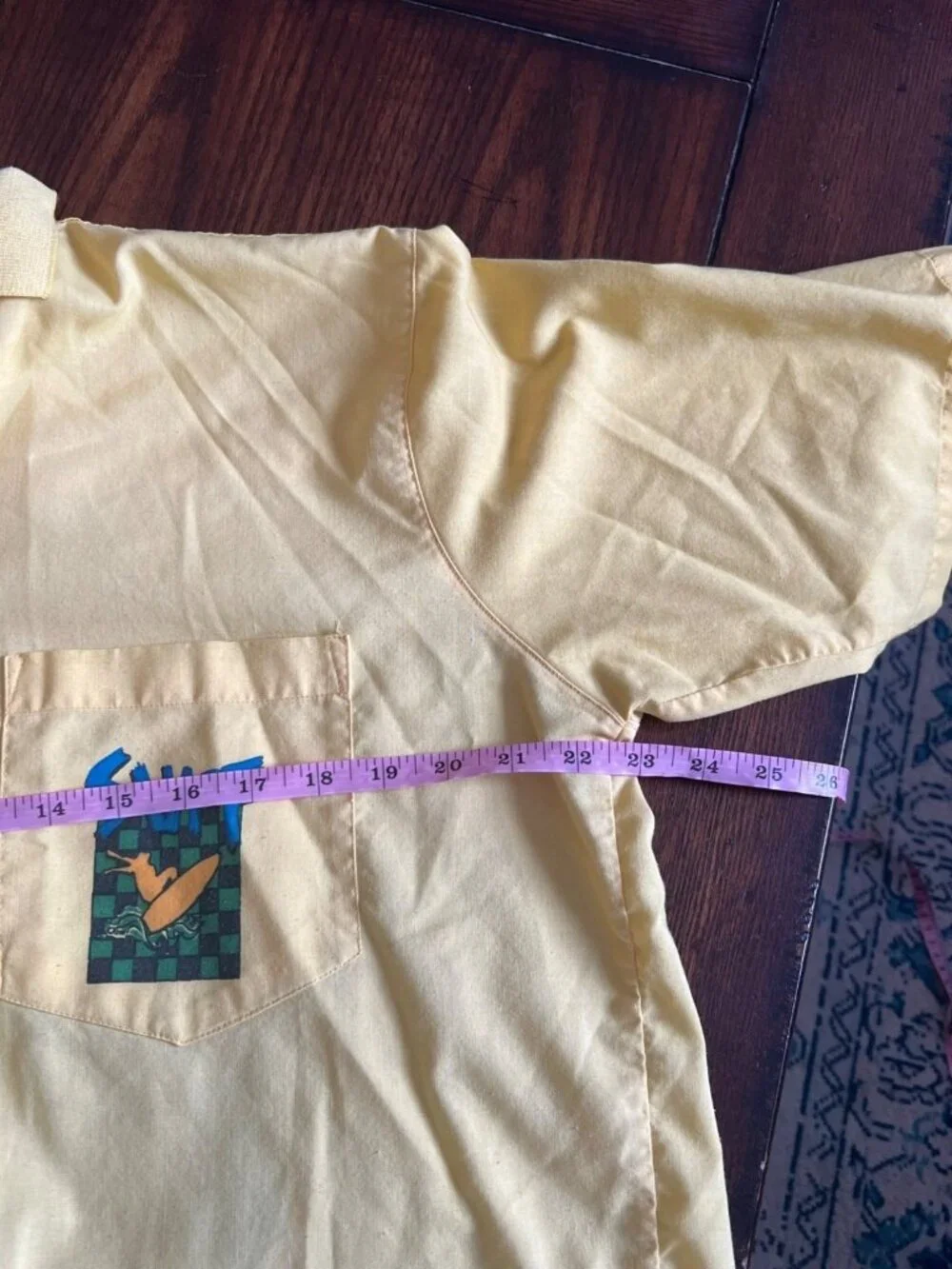 Vintage Electricity Surf City Yellow Short Sleeve Button Down Shirt Men's 80s - Picture 11 of 13